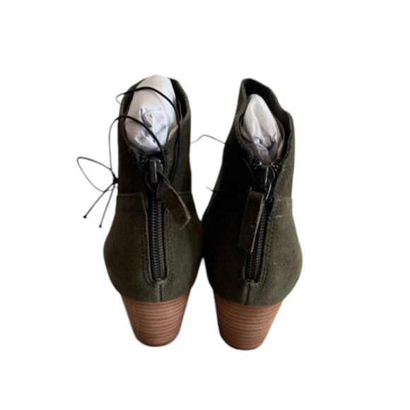 Violet & Red NWT Cupid Suede Boots Olive Green Back Zipper Size 8.5 - Picture 5 of 10